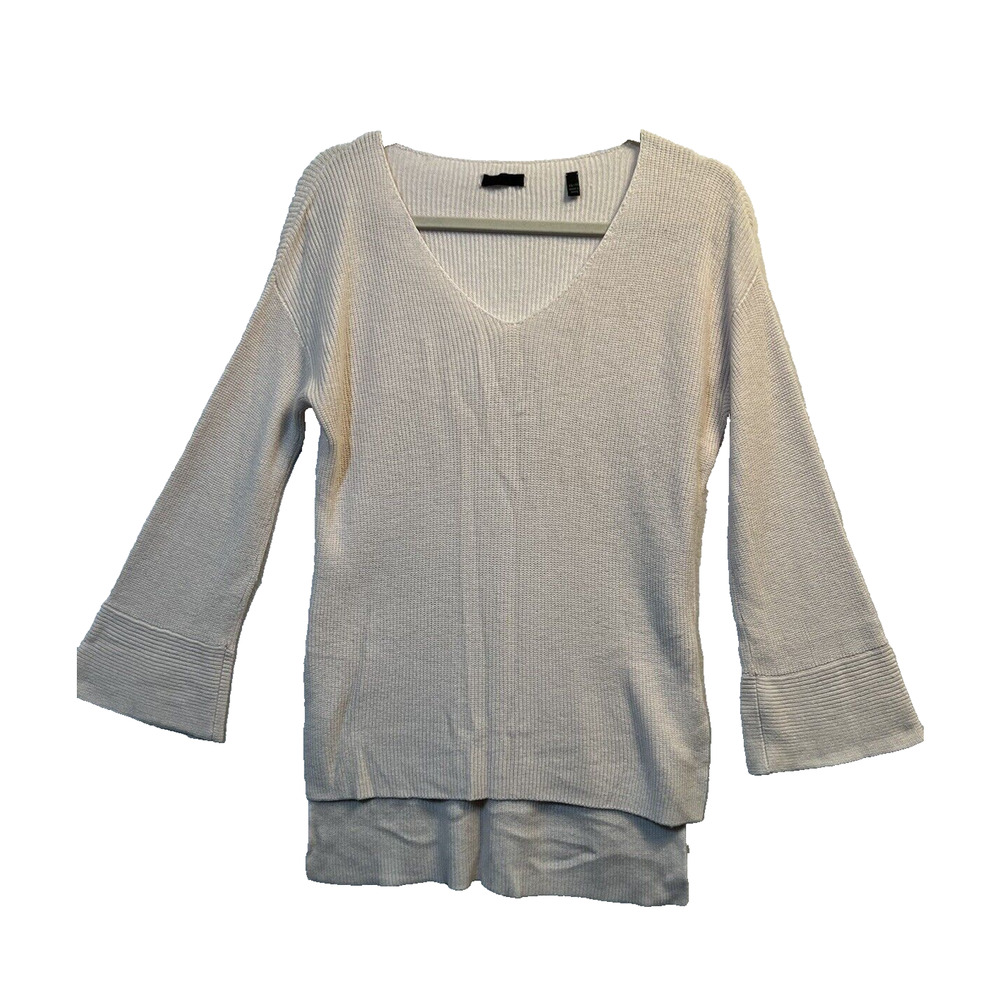 ATM XS‎ Sweater Pullover Top pale pink Rib Knit V-Neck